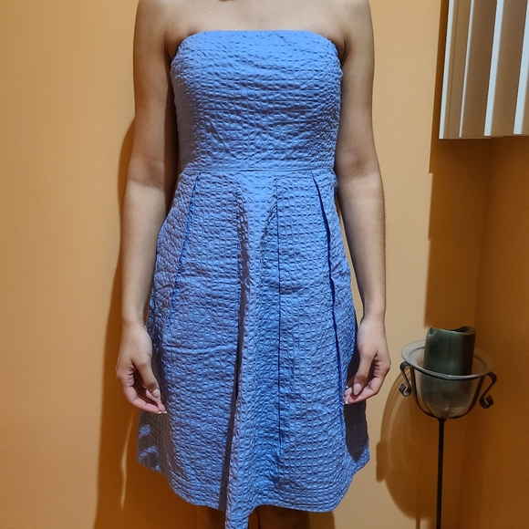 J. CREW Blue Strapless Dress Sz 0 - Picture 8 of 9